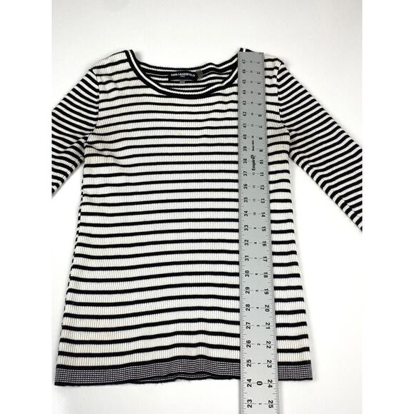 Karl Lagerfeld Striped Sweater Womens Size Medium Black White Casual - Picture 7 of 8
